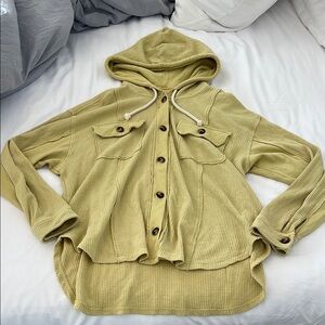 American Eagle Outfitters Yellow Cream Knit Sweater Jacket